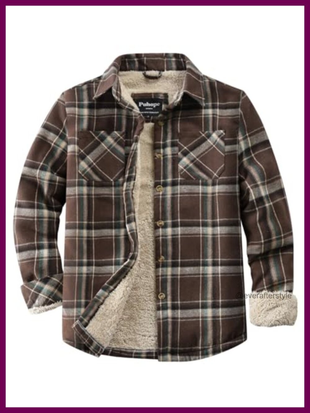 Womens Sherpa Lined Fleece Plaid Shacket Button Down Shirt Jacket